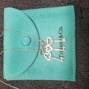 Tiffany & Co. Silver Silver 3 Key Charm Necklace w/ Pouch